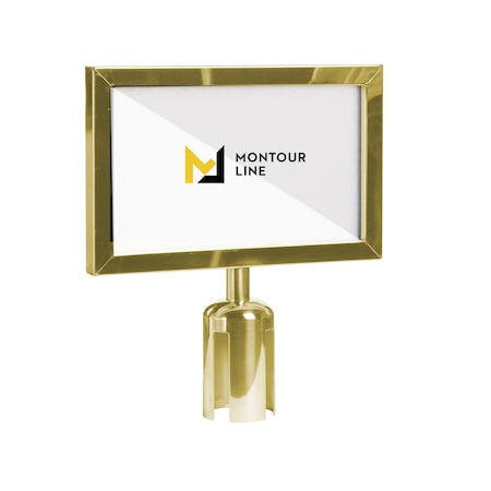 Stanchion Post Top SignFrame 7x11 H Pol Brass, PLEASE WAIT..SEATED